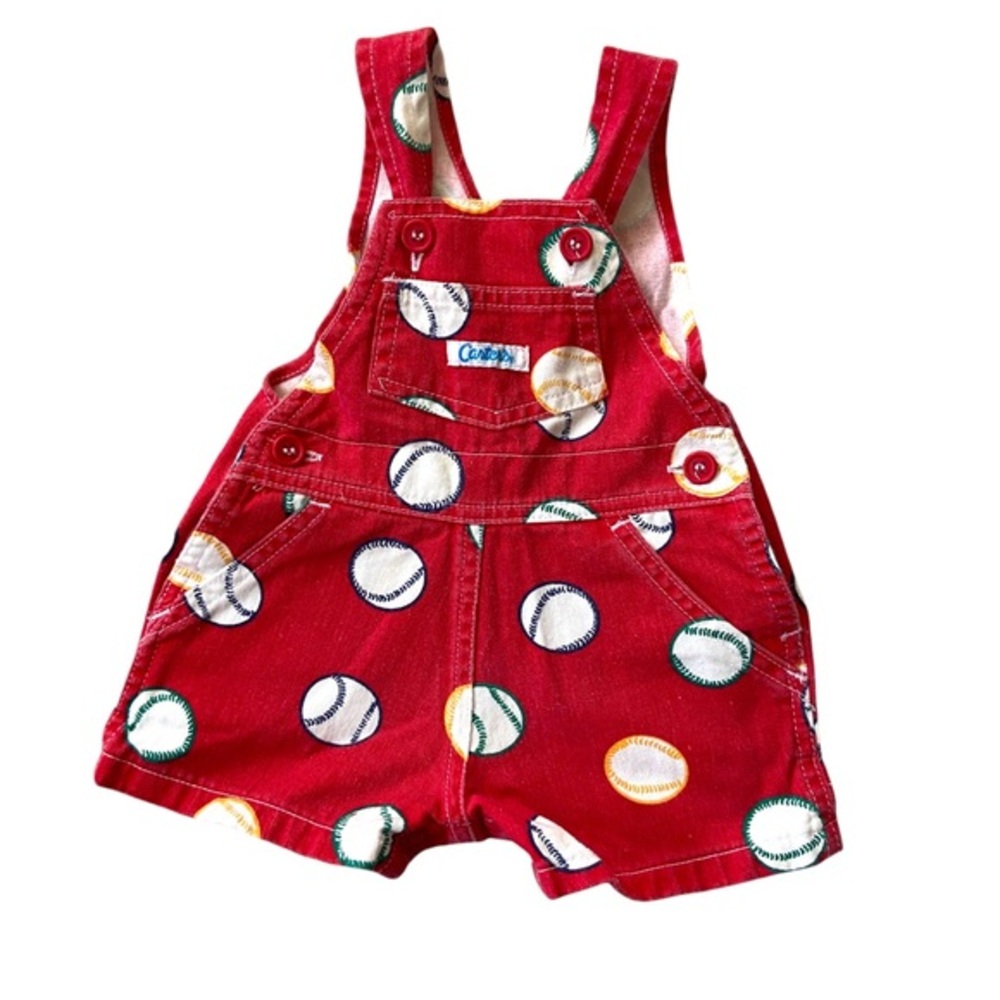 VINTAGE 90s 80s Carters Overalls Romper Shorts Baseball Sports Pants Jumper